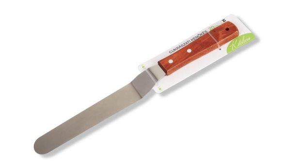 Fa nyelű hajlított spatula, kenőkés 31 cm