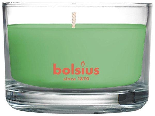Gyertya Bolsius Jar True Scents 50/80 mm, illatosított, zöld tea, üvegben