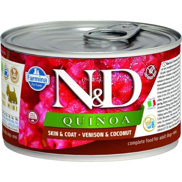 N&D Quinoa Dog konzerv szarvas & kókusz adult mini 140g