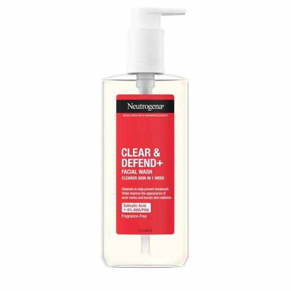 Neutrogena Tisztító gél pattanások ellen Clear & Defend+
(Facial Wash) 200 ml