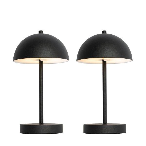 2 db-os kültéri asztali lámpa készlet gomba alakú fekete, újratölthető -
Keira