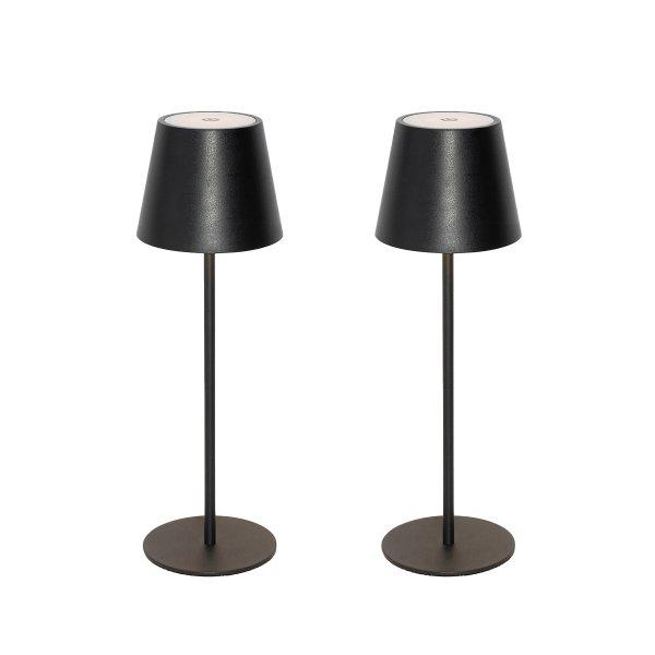 Set van 2 tafellampen zwart met dimmer en oplaadbaar - Murdock