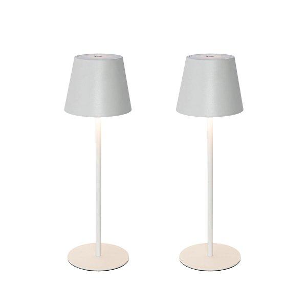 Set van 2 tafellampen wit met dimmer en oplaadbaar - Murdock