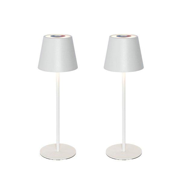 Set van 2 tafellampen wit met dimmer en oplaadbaar RGBW - Murdock