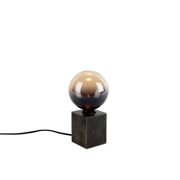 Rusztikus asztali lámpa fa fekete, dimmelhető G125 LED-del - Bloc