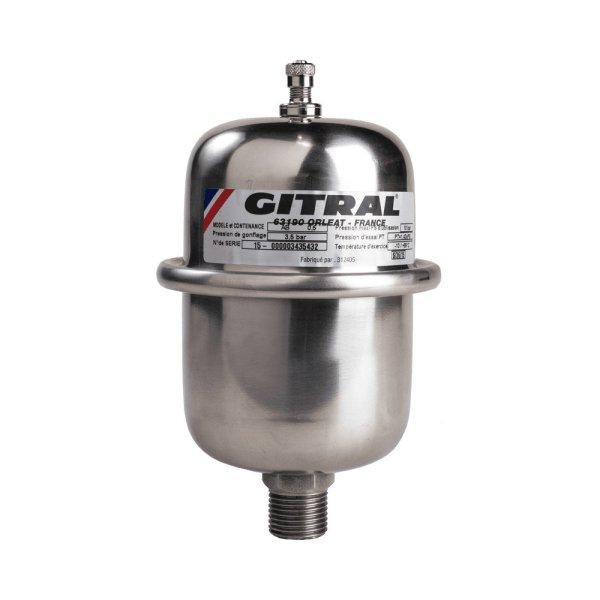 GITRAL AB05 INOX 0.5 literes vízütés gátló tartály, 1/2" 