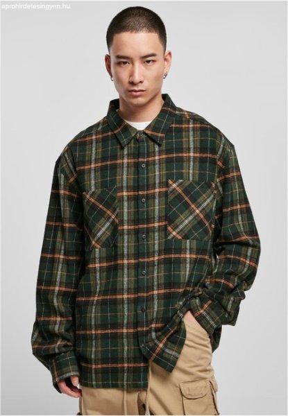 Urban Classics Boxy Fane Check Shirt bottlegreen/orange