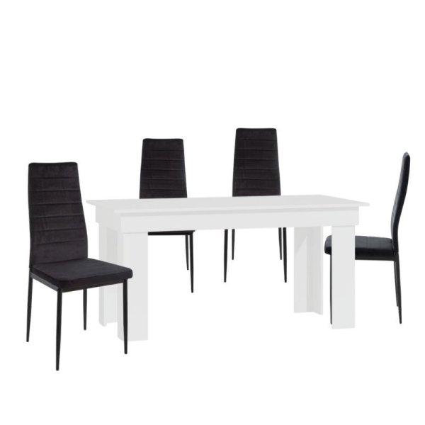 Montilla 4 személyes étkezőszett Coleta székekkel, Fehér - Fekete bársony