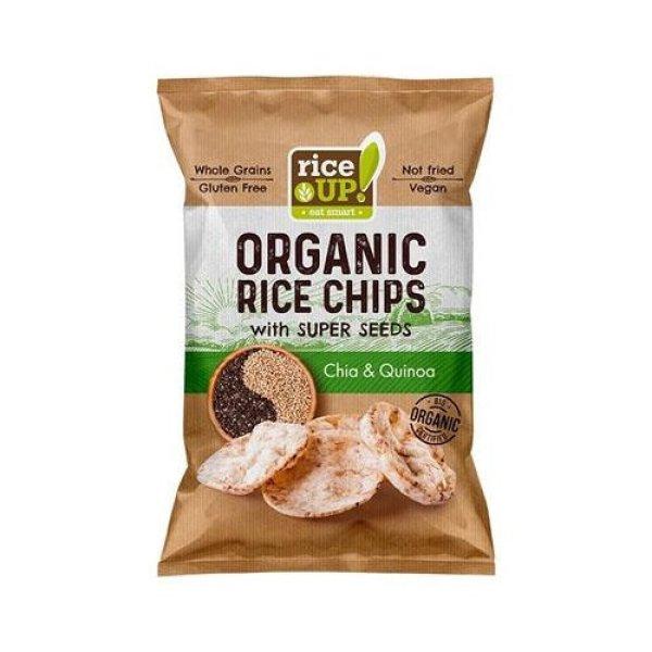 Barnarizs chips, 25 g, RICE UP "Bio", chia maggal és quinoával