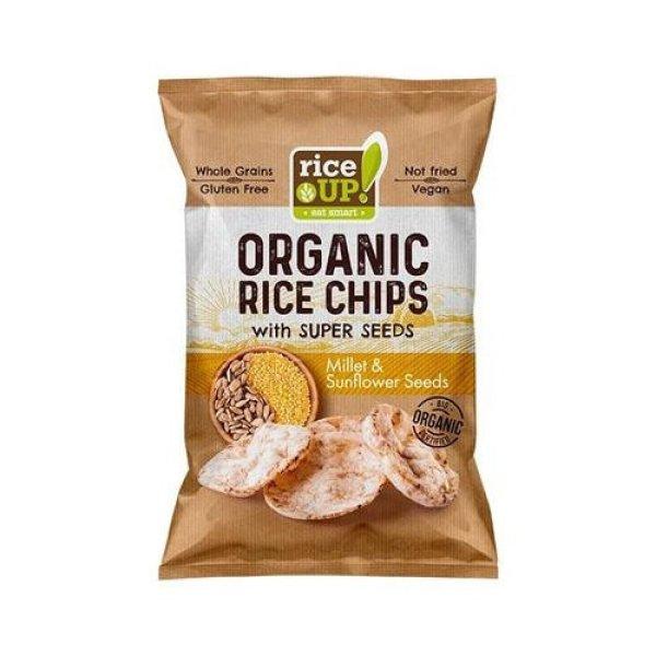 Barnarizs chips, 25 g, RICE UP "Bio", kölessel és napraforgóval