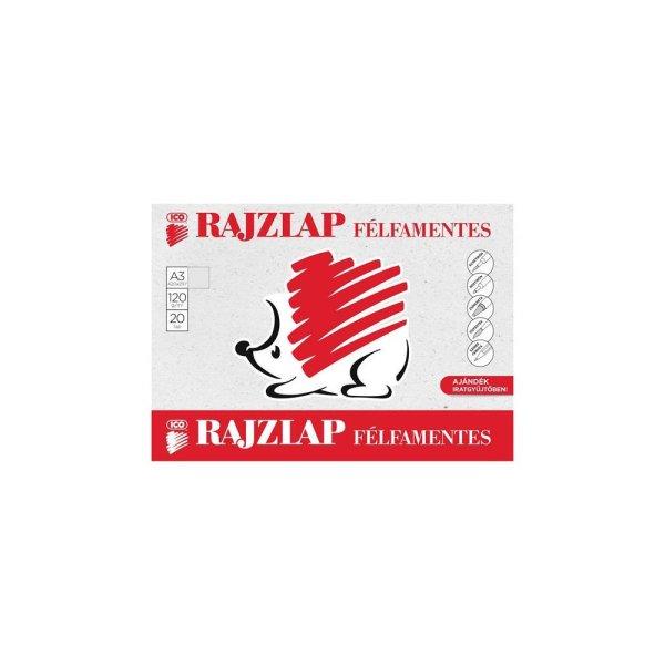 Rajzlap, félfamentes, A3, 120 g/m2, ICO "Süni"