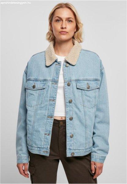 Urban Classics Ladies Oversized Sherpa Denim Jacket clearblue bleached