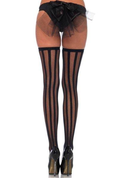 Sheer Stockings with Vertical Stripes