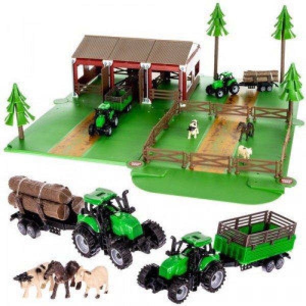 Játékfarm állatokkal + 2 db traktorral
