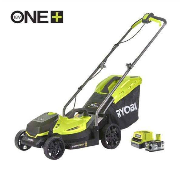 Ryobi 18V One Plus™ fűnyíró 33 cm vágási szélességgel, 1x 4,0 Ah
akkumulátor, töltő - RLM18X33B-40