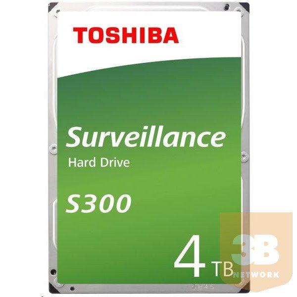 Toshiba Belső HDD 3.5" - S300 Surveillance 4TB (Bulk; Biztonságtechnikai
rögzítőkbe; 128MB / 5400RPM)