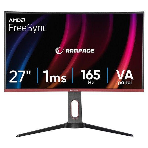 Rampage Monitor 27" - VOYAGER (VA, 165Hz, 1ms, 16:9, 1920x1080, 250cd/m2,
2xHDMI, DisplayPort, fekete, FreeSync, ívelt)