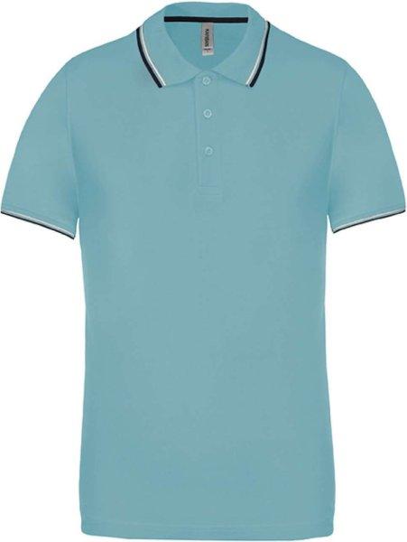 Férfi kontrasztcsíkos rövid ujjú galléros piké póló, Kariban KA250, Sky
Blue/Navy/White-XL