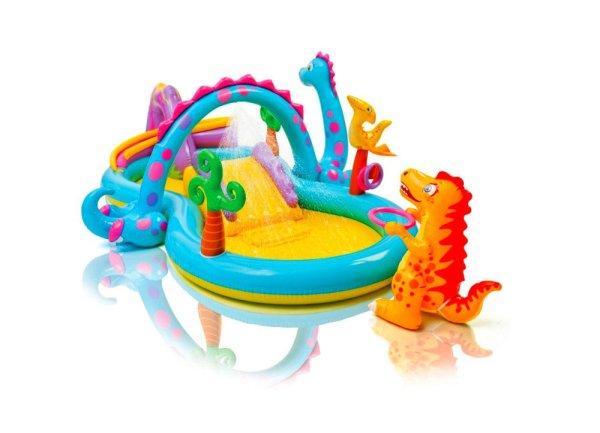 INTEX 57135 DinoLand Play Center csúszdás élménymedence, 333 x 229 x 112 cm
vízi játszótér, kerti pancsoló medence csúszdával