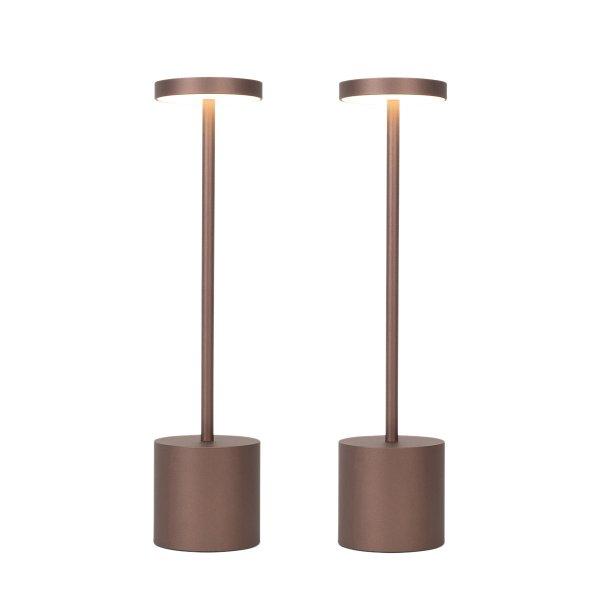 2 db kültéri asztali lámpa szett bronz színben, LED-del és dimmerrel,
újratölthető - Dupont