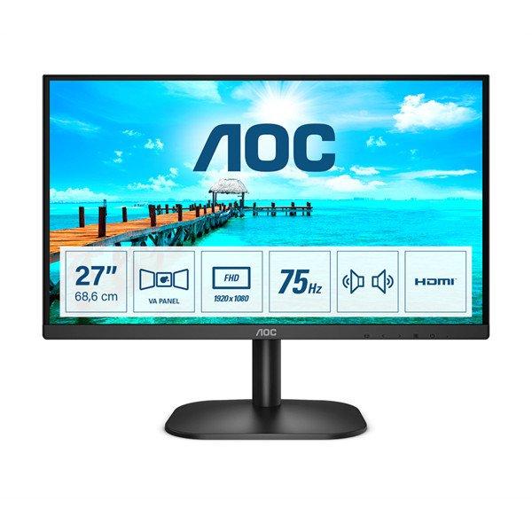 AOC VA monitor 27" 27B2AM, 1920x1080, 16:9, 250cd/m2, 4ms, VGA/HDMI,
hangszóró