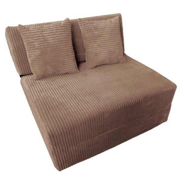 Összecsukható matrac/fotel, 2v1, világosbarna, PELOS