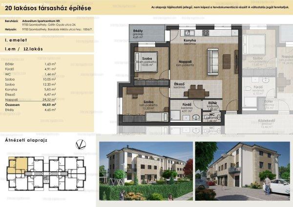 Arborétum Lakóparkban 69 m2-es erkélyes lakás