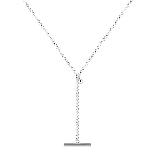 925 Ezüst nyaklánc - gyöngy, rövid lánc keresztirányú pálcával