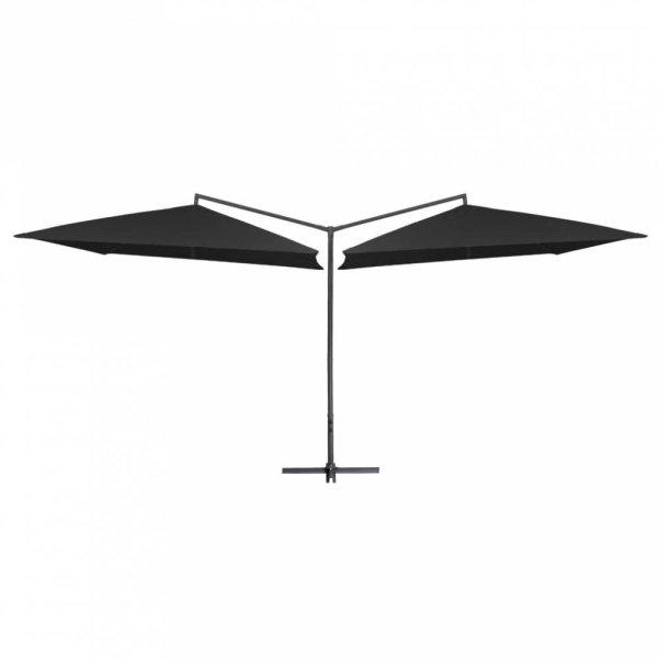 Fekete dupla napernyő acélrúddal 250 x 250 cm