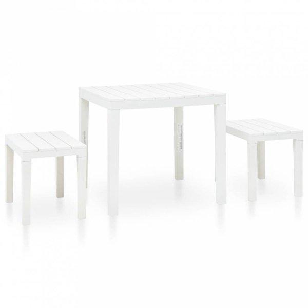Fehér műanyag kerti asztal 2 paddal