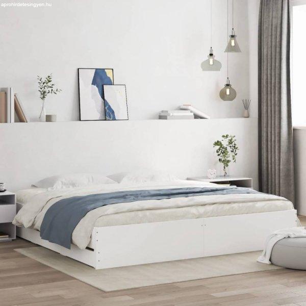 Fehér szerelt fa ágykeret fiókokkal 160 x 200 cm