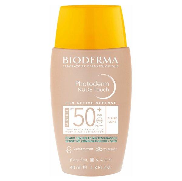 Bioderma Színezett védő fluid természetes smink
hatásával SPF 50 Photoderm Nude Touch Mineral 40 ml Light