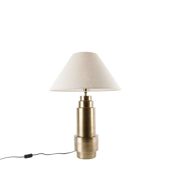 Asztali lámpa bronz színű szövetbúrával bézs 55 cm - Bruut