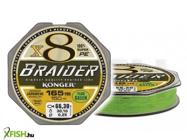 Konger Braider X8 Lime Green Fonott Zsinór 150m 0,14mm 17,5Kg