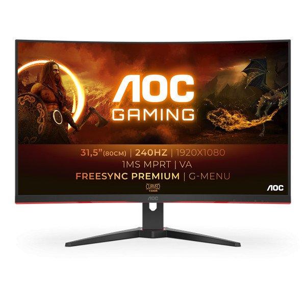 AOC Ívelt Gaming 240Hz VA monitor 31.5" C32G2ZE/BK, 1920x1080, 16:9,
300cd/m2, 1ms, 2xHDMI/DisplayPort