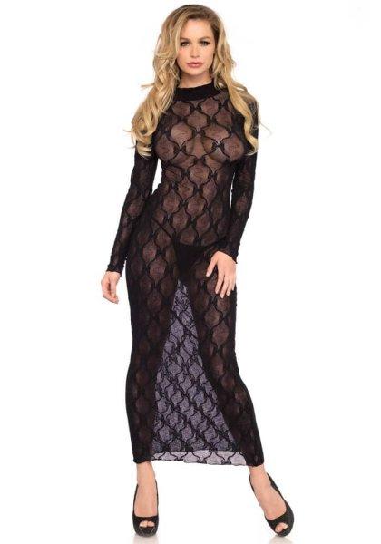  Long sleeved long dress, black, O/S 