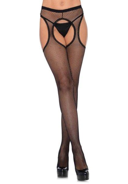  Fishnet suspender hose, black, O/S 