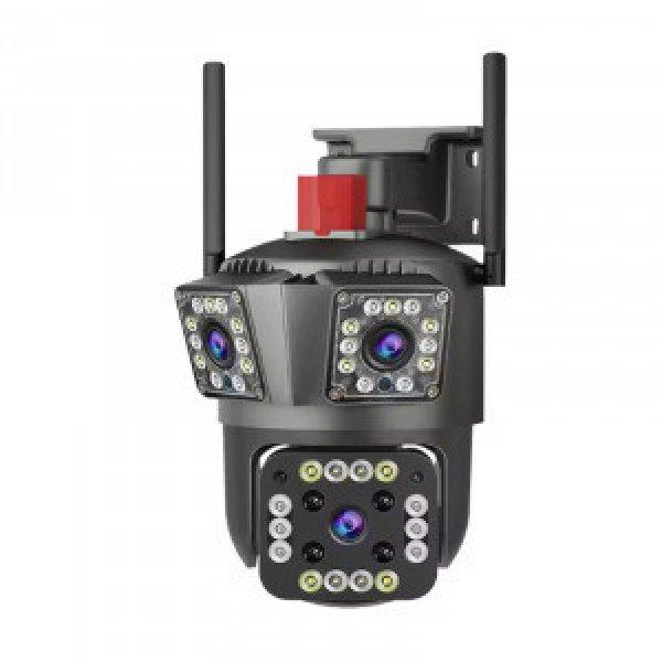 Háromszoros megfigyelő kamera, 12 MP Ultra HD, beltéri/kültéri