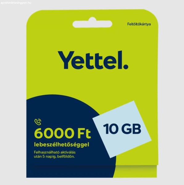 Bliszteres Yettel aktiválatlan sim kártya 6000 Ft lebeszélhetőséggel és
10GB mobilnettel