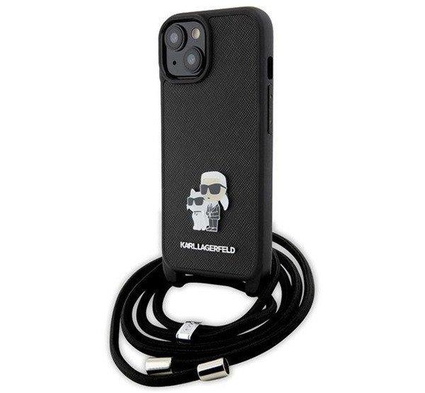 Karl Lagerfeld Crossbody Saffiano Metal Pin Karl Apple iPhone 15 Plus hátlap
tok, fekete