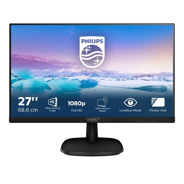 PHILIPS IPS monitor 27" 273V7QDSB, 1920x1080, 16:9, 250cd/m2, 4ms,
VGA/DVI-D/HDMI