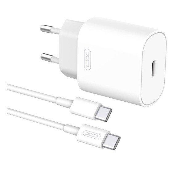 XO L91 hálózati gyorstöltő adapter Type-C + Type-C / Type-C kábel, 25W,
fehér