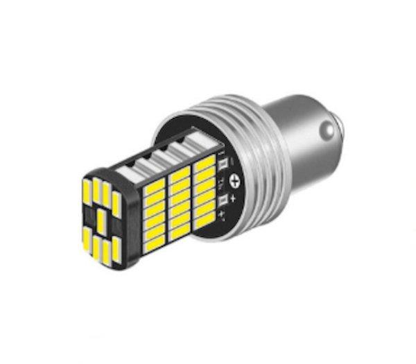 LED izzó 12V BA15s 45SMD fehér 21W CANBUS