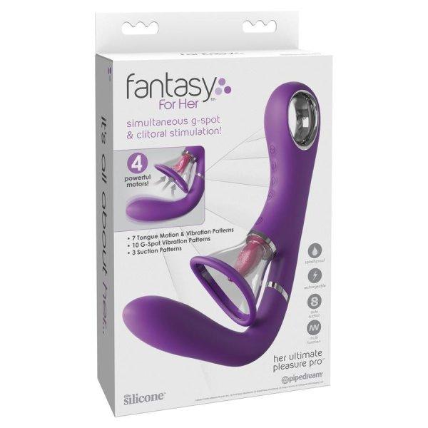 Fantasy For Her - 4 motoros G-pont vibrátor és nyelves csiklóizgató (lila)