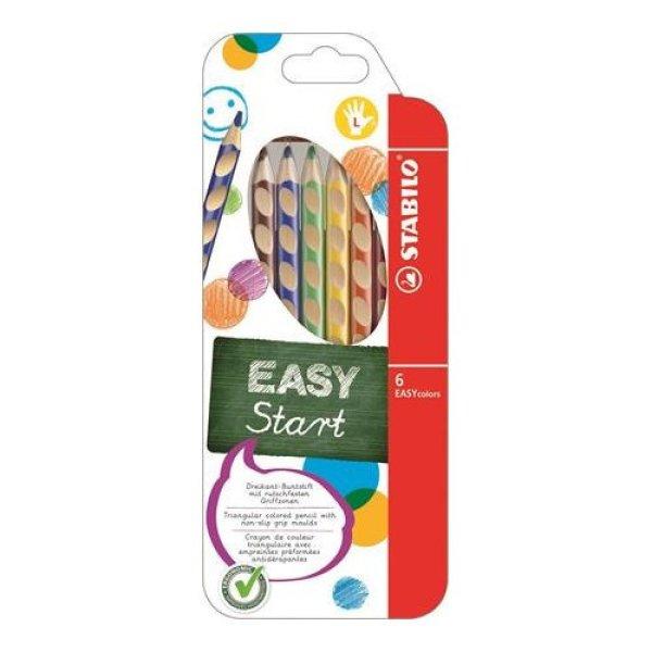 Színes ceruza készlet, háromszögletű, balkezes, STABILO
"EasyColours", 6 különböző szín