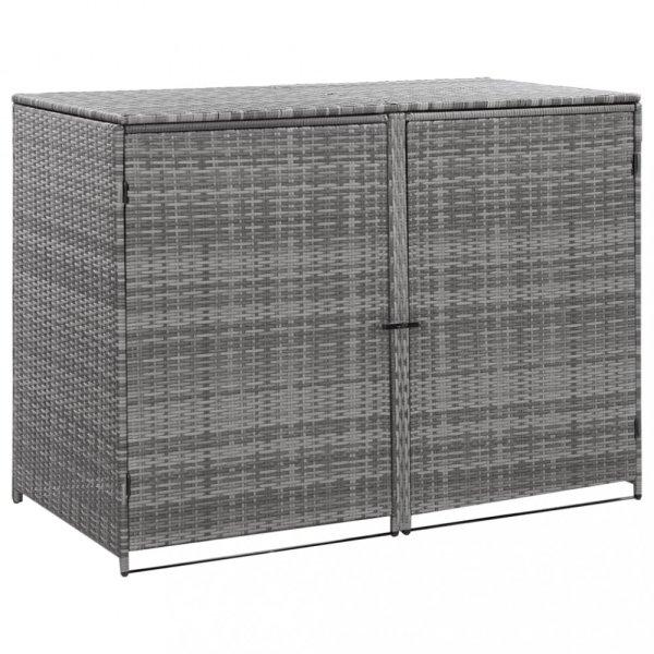 Antracit polyrattan dupla tároló gurulós kukához 148x77x111 cm 