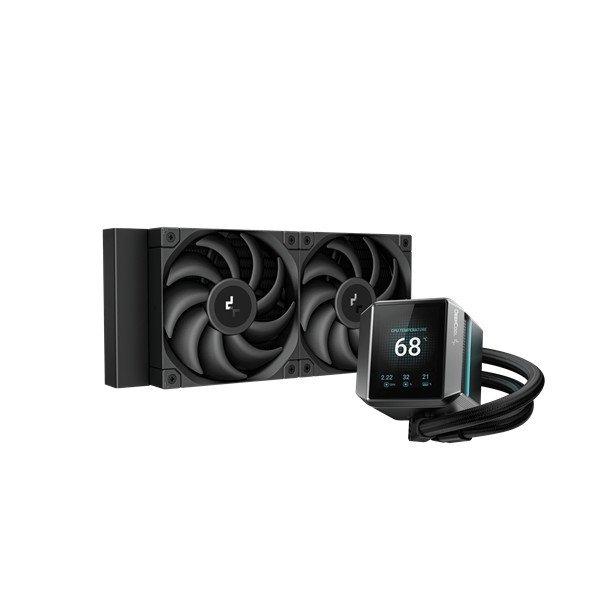 DeepCool CPU Water Cooler - MYSTIQUE 240 (max 21dB; max. 123,09 m3/h; 2x12cm,
LED kijelző, fekete)