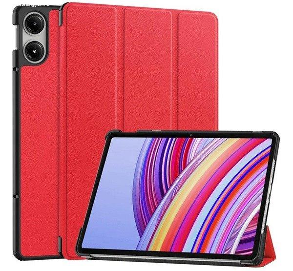 Tok álló, bőr hatású (aktív FLIP, oldalra nyíló, TRIFOLD, asztali
tartó) PIROS Xiaomi Redmi Pad Pro