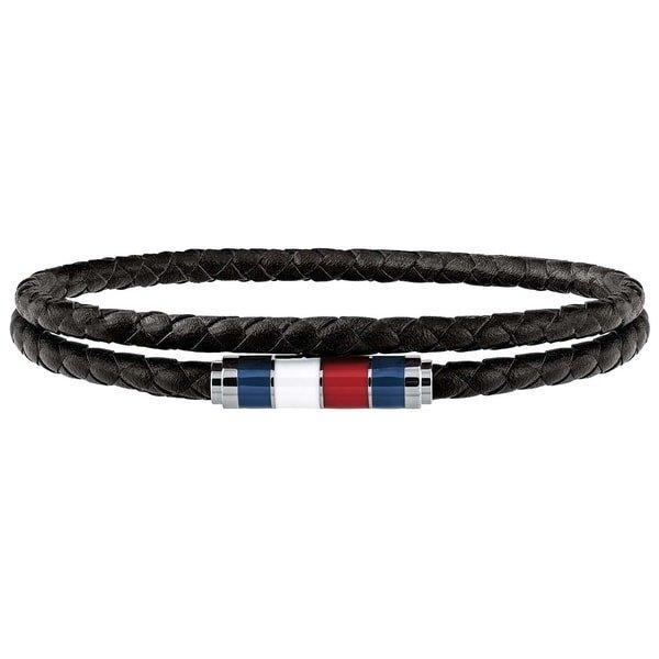 Tommy Hilfiger Elegáns fekete bőr karkötő TH2790056