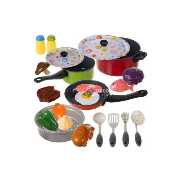 Gyermek fazekas készlet 22405, játékos konyhai eszközök, színes gyermek
edénykészlet, játékkonyha kiegészítők